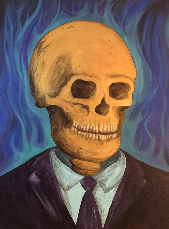 Skull Suited in Hell Painting